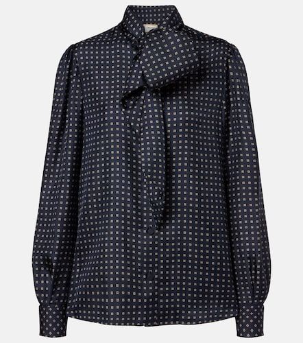 Printed tie-neck silk crepe de chine blouse - Saint Laurent - Modalova