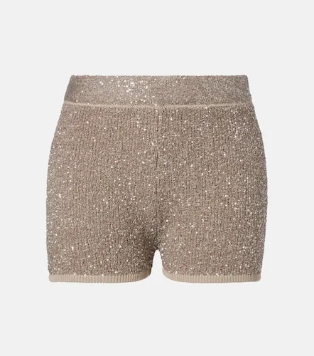 Sequined ribbed-knit cotton shorts - Brunello Cucinelli - Modalova