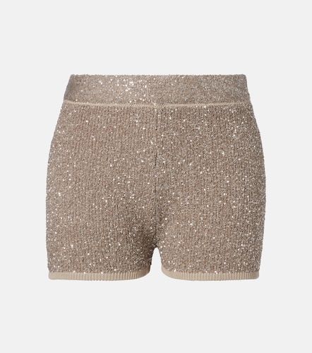 Shorts in cotone a coste con paillettes - Brunello Cucinelli - Modalova