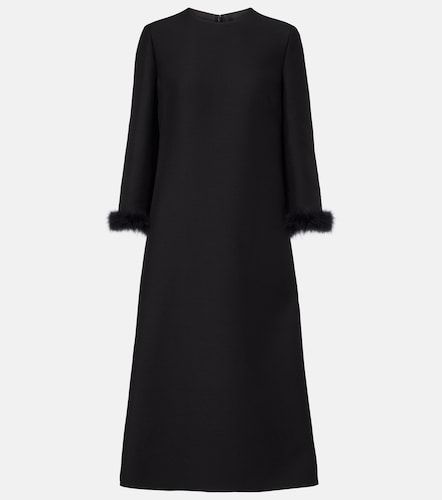 Abito midi in Crepe Couture con piume - Valentino Garavani - Modalova