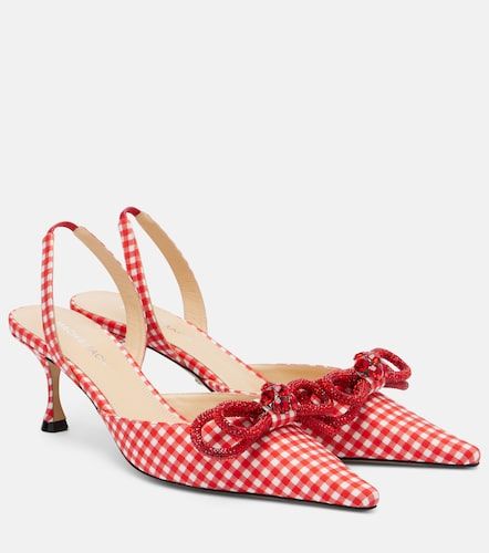 Double Bow gingham slingback pumps - Mach & Mach - Modalova