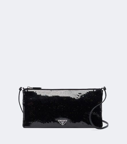 Borsa a spalla con pelle e paillettes - Prada - Modalova