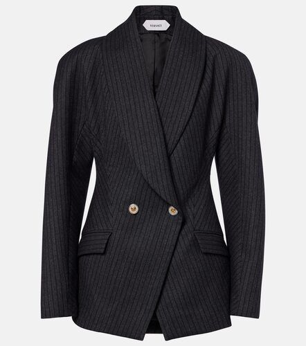 Blazer cruzado de sarga de lana virgen con raya diplomática - Versace - Modalova