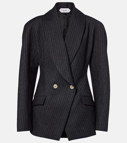 Double-breasted virgin wool twill blazer - Versace - Modalova