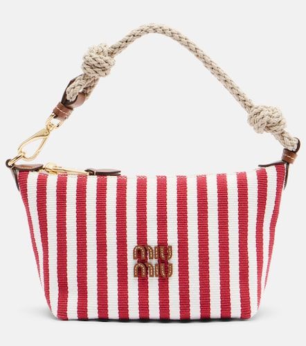 Striped leather-trimmed top-handle bag - Miu Miu - Modalova