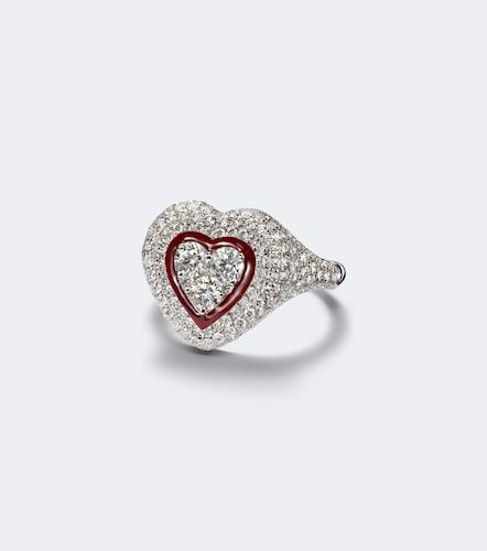 Anillo para meñique Love Pop de oro blanco de 18 ct y esmalte con diamantes - Kamyen - Modalova