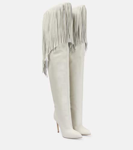 Fringed leather over-the-knee boots - Paris Texas - Modalova