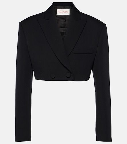 Cropped wool grisaille blazer - Valentino Garavani - Modalova