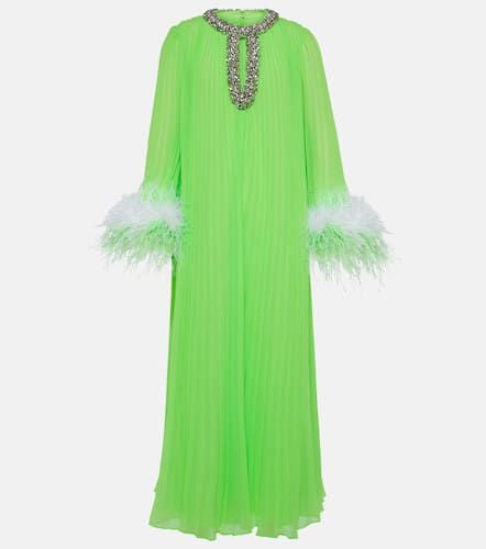 Pleated feather-trimmed chiffon gown - Self-Portrait - Modalova