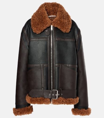 Faux shearling-trimmed biker jacket - Stella McCartney - Modalova