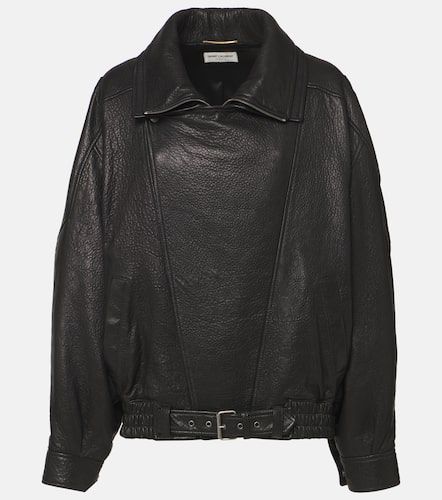 Oversized leather jacket - Saint Laurent - Modalova