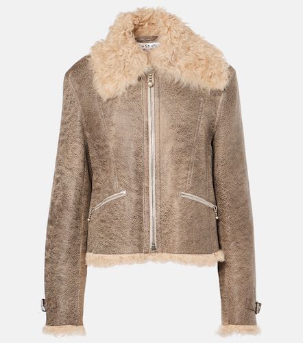 Giacca in pelle con shearling - Acne Studios - Modalova