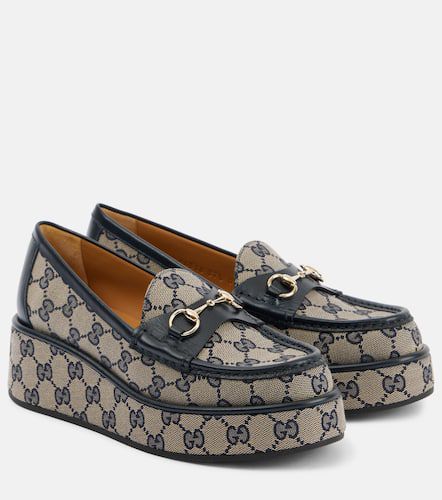 Horsebit GG Canvas wedge loafers - Gucci - Modalova