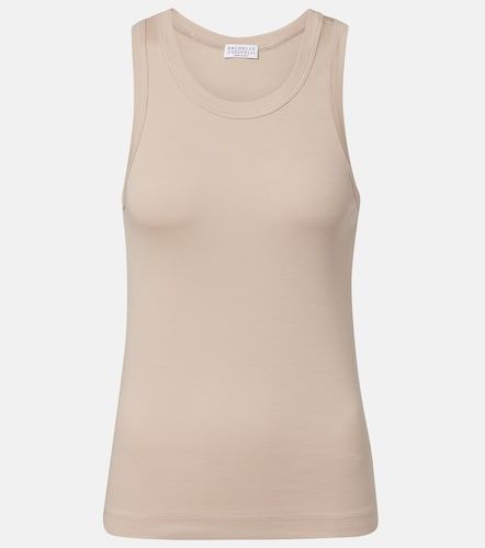 Top in misto cotone con monili - Brunello Cucinelli - Modalova