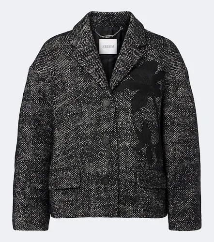 Cropped embroidered wool-blend jacket - Erdem - Modalova