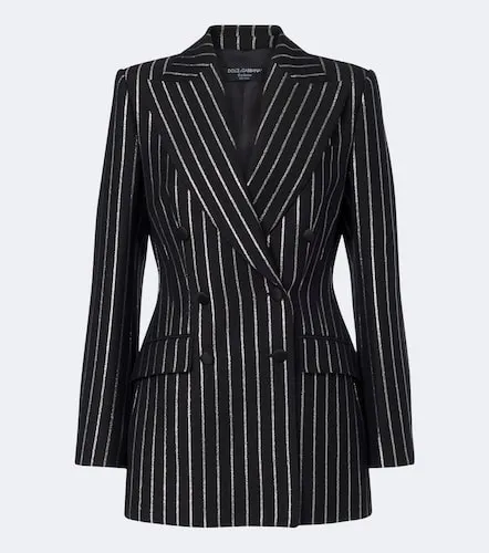 Striped double-breasted wool-blend blazer - Dolce&Gabbana - Modalova