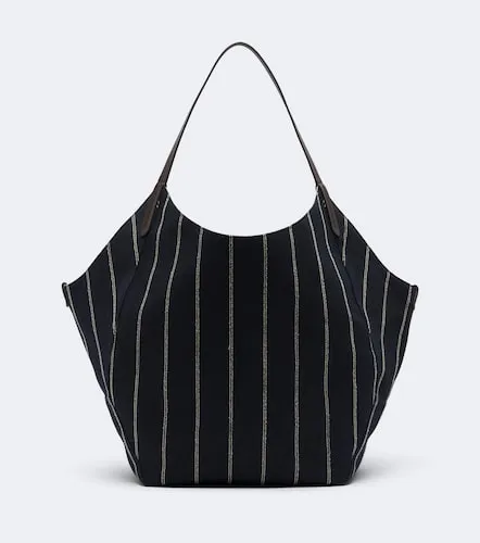 Borsa in canvas e suede con monile - Brunello Cucinelli - Modalova
