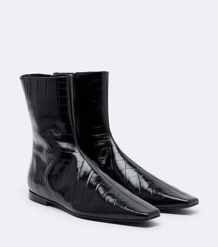 Croc-effect leather ankle boots - Toteme - Modalova