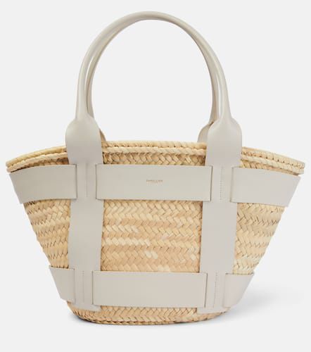 Santorini leather-trimmed straw tote bag - DeMellier - Modalova