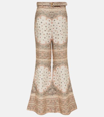 Printed high-rise linen wide-leg pants - Zimmermann - Modalova