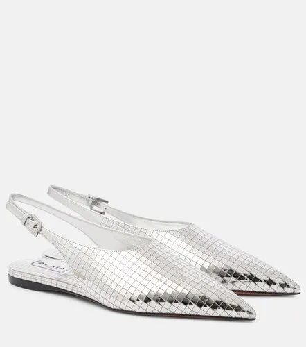 Art Deco mirrored leather slingback flats - Alaia - Modalova