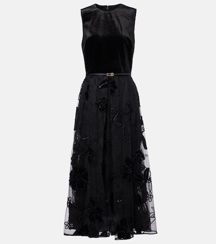 Abito midi in tulle e velluto con ricamo - Elie Saab - Modalova