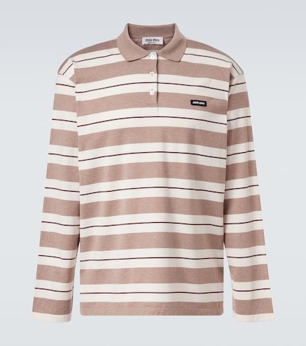 Polo in jersey di cotone a righe - Miu Miu - Modalova