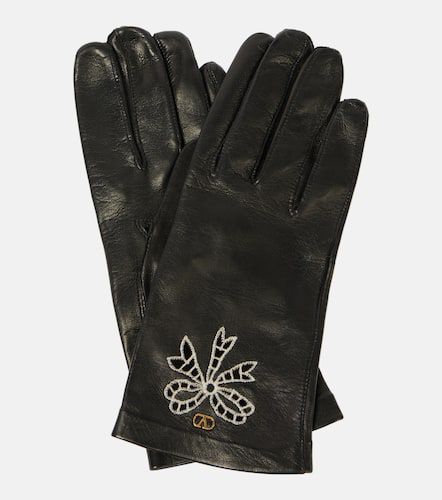 Guantes de piel con VLogo Signature bordados - Valentino Garavani - Modalova