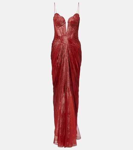 Cecilia draped silk muslin bustier gown - Maria Lucia Hohan - Modalova