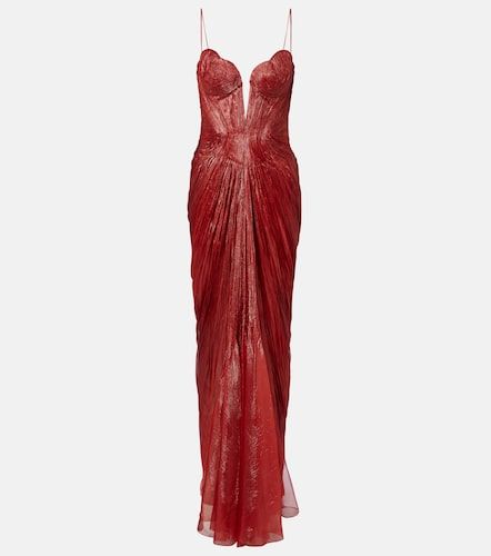 Vestido bustier de fiesta Cecilia de muselina de seda drapeado - Maria Lucia Hohan - Modalova