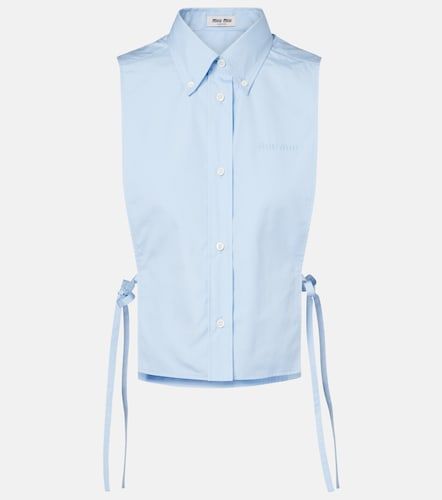 Camicia cropped in popeline di cotone - Miu Miu - Modalova