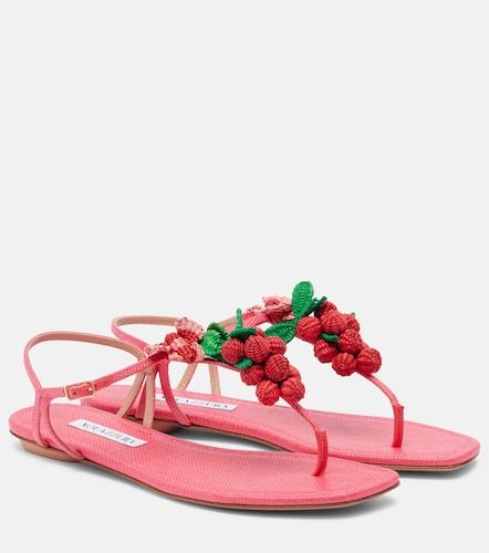Berry raffia-effect thong sandals - Aquazzura - Modalova