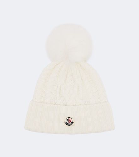 Berretto in lana e cashmere a trecce con logo - Moncler - Modalova