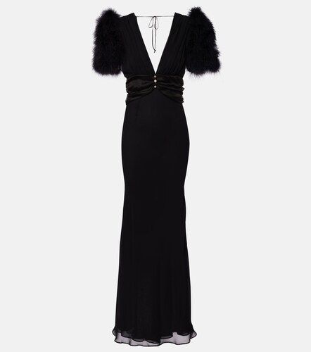 Feather-trimmed silk georgette gown - Alessandra Rich - Modalova