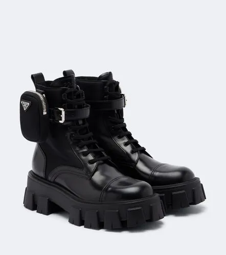 Prada Monolith leather ankle boots - Prada - Modalova