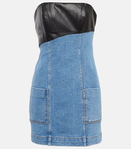 Denim and faux leather minidress - Staud - Modalova