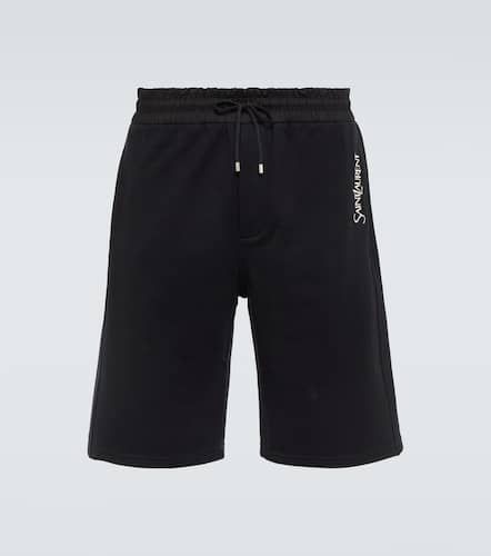 Embroidered cotton jersey track shorts - Saint Laurent - Modalova