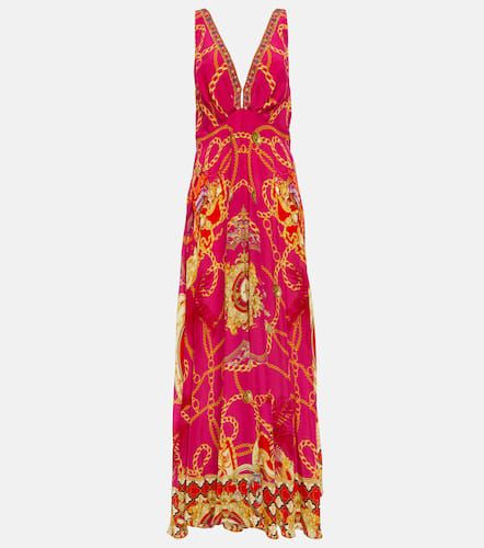 V-neck printed silk maxi dress - Camilla - Modalova