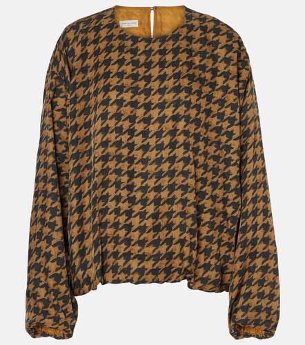 Houndstooth satin blouse - Dries Van Noten - Modalova