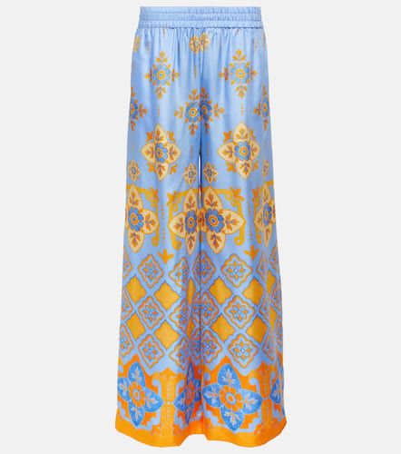 High-rise printed silk palazzo pants - La DoubleJ - Modalova