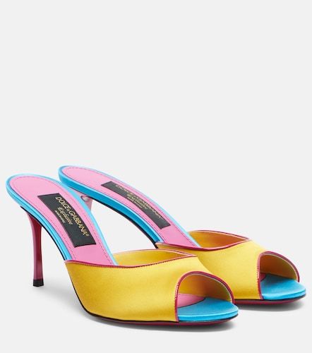 Mules Keira de satén con charol - Dolce&Gabbana - Modalova