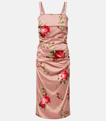 Vestido bustier de satén floral drapeado - Dolce&Gabbana - Modalova