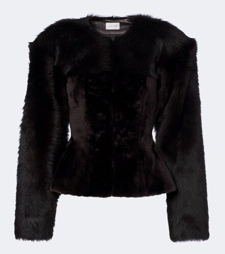 Peplum shearling jacket - Magda Butrym - Modalova
