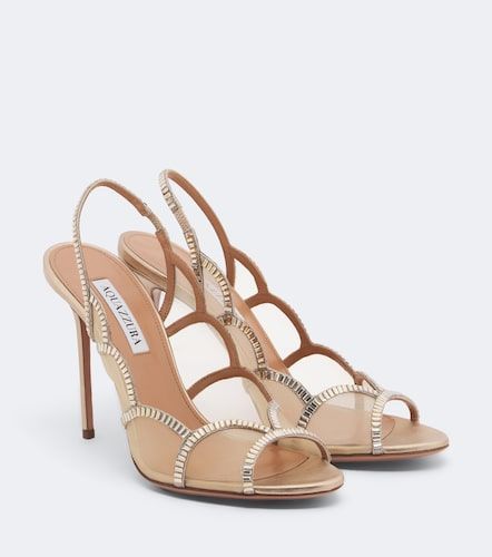 Nightfall embellished mesh slingback sandals - Aquazzura - Modalova