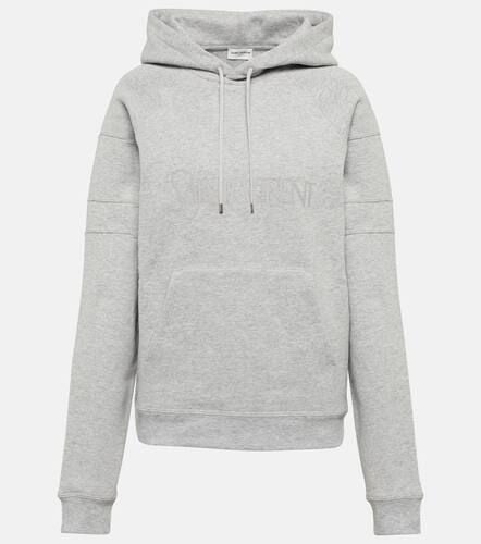 Logo cotton-blend jersey hoodie - Saint Laurent - Modalova