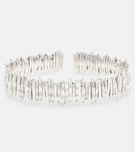 Kt white gold cuff bracelet with diamonds - Suzanne Kalan - Modalova