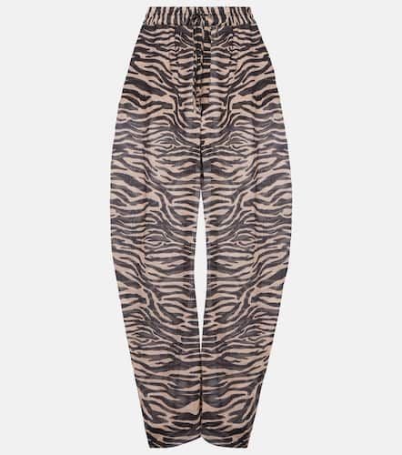 Zebra-print low-rise cotton wide-leg pants - The Attico - Modalova