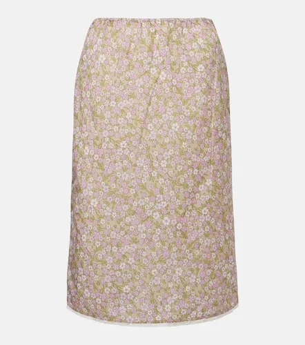 Re-Nylon lace-trimmed floral midi skirt - Prada - Modalova