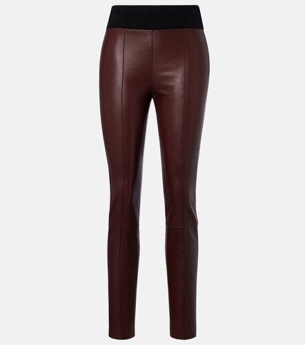Wool-trimmed leather slim pants - Brunello Cucinelli - Modalova