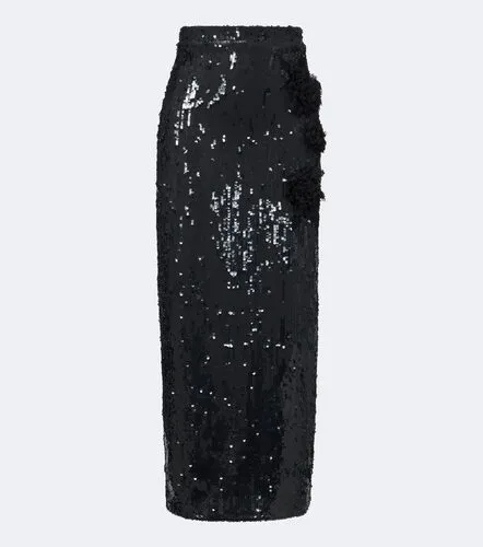 Floral-applique sequined midi skirt - Erdem - Modalova
